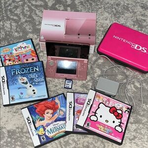 Nintendo 3DS Pink Handheld Console with Games